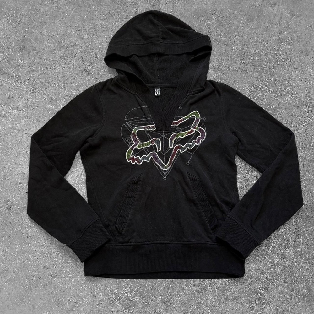Fox Racing Hoodie Womens Medium Black Motocross Fox Head Graphic Pullover